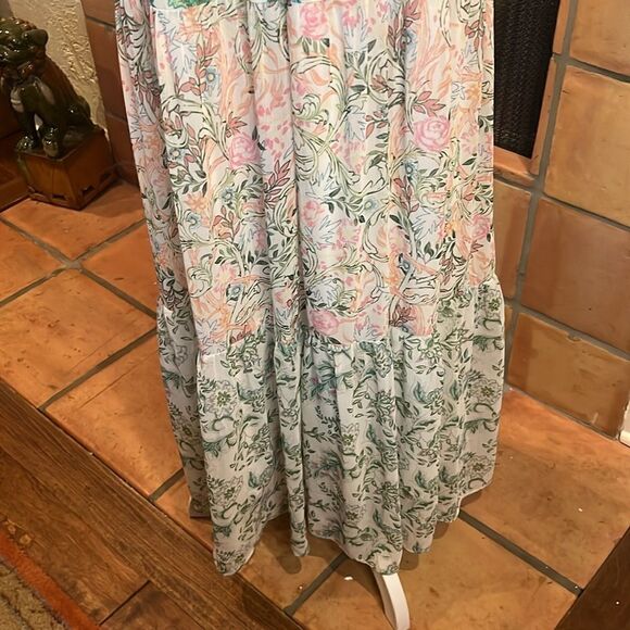 House Of Harlow 1960 x Revolve Tiered Ruffle Paisley Maxi Dress, size LARGE - Picture 4 of 14